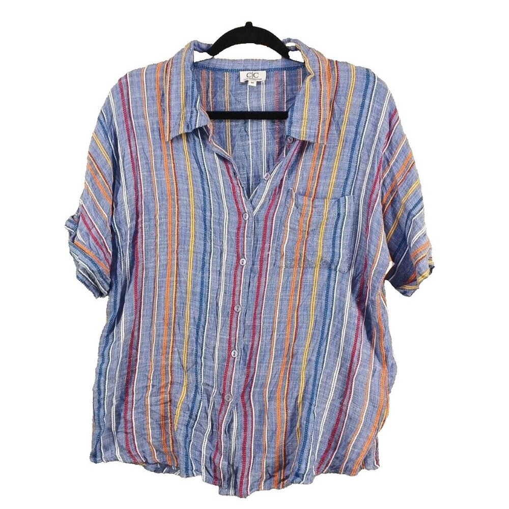 CHIC CONNECTION Women Shirt MEDIUM(8-10) Striped Cotton 100% Woven Casual Office